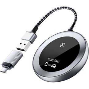 2-in-1 Wireless Carplay Adapter, Wired to Wireless Car Play Wireless Adapter, Carplay Wireless Adapter for iOS 10+, Android Auto Wireless Adapter for Android 11+, Plug & Play