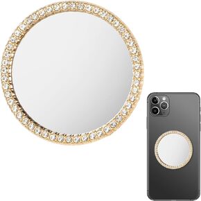 Mabor Mirror Decal for Smartphone, Adhesive Mirror Phone Charm Sticker Diamond Bling Stick on Mirror Back of Phone Cace Mirror Decal for Outdoor Make Up & Selfies