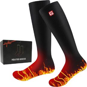 Heated Socks for Men Women,2 * 4000mAh Battery Heated Socks,Rechargeable Electric Heated Socks Foot Warmers Washable for Camping Cycling Hiking Fishing Skiing Skating(Black,Large)