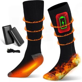 Heated Socks, Rechargeable Electric Socks with 3 Heat Settings, 8 Hours Heating time Winter Foot Warmers with Large Capacity Batteries for Men/Women