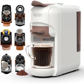 19-Bar Small Espresso Machine & Coffee Machine – Single Serve Coffee Maker – Compatible with Nespresso, Lavazza Blue, Keurig K Cup – 8 to 10 Oz Espresso Cup, Hot & Cold Brew, Water Adjustment