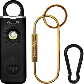 Personal Safety Alarm for Women -Very Loud Siren, LED Light, Gold Carabiner and Black Strap in a Number of Colors (Pink)