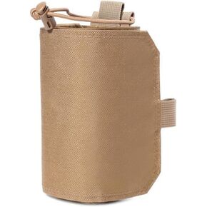 Tactical Bottle Pouch, Adjustable Molle Water Bottle Cover Multifunctional Round Audio Waist Bag with Drawstring for Camping Hiking Wild Riding