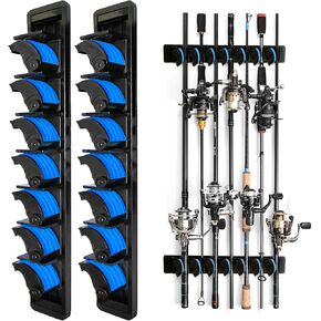 Vertical Fishing Rod Holders Wall Mounted Fishing Pole Holders Fishing Rod Rack Up to 7 Rods or Combos Fits Most Rods of Diameter 3-19mm