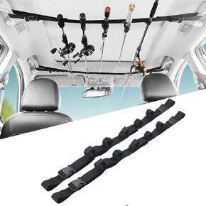 Vehicle Fishing Rod Holder 5 Rod Capacity Nylon Car Fishing Rod Carrier Heavy Duty Adjustable Fishing Pole Strap for Turcks SUVs Vans