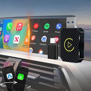 Mini Wireless CarPlay Adapter & Android Auto Adapter for iPhone/Android,Converts Wired to Wireless, Stable Connection for iPhone 6+/iOS 10+ & Android 11+ Device,Plug & Play No Delay