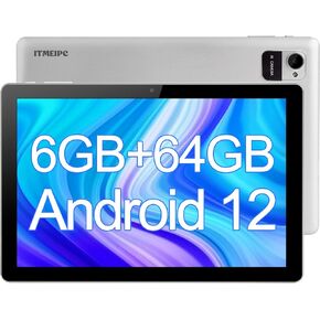 10 inch Tablet Android 12 Tablets, 6GB RAM 64GB ROM 128GB Expandable, 4-Core Processor, 1280 * 800 HD IPS Touch Screen, 2+5MP Dual Camera, WiFi, Bluetooth 5.2, 6000mAh Battery (Sliver Gray)