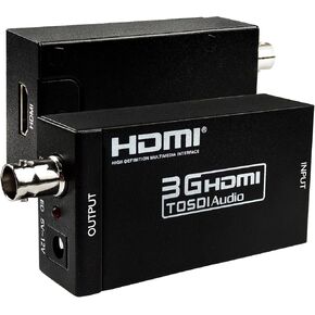 Boobrie HDMI to SDI Converter, HDMI to 3G-SDI/HD-SDI Converter Audio Video Adapter Support 1080P 1080I for Camera Home Theater Monitora