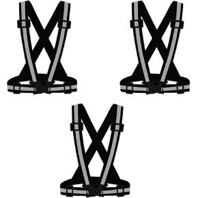3PCS Reflective Vest Running Gear, 360°High Visibility Adjustable Safety Vest for Dog Walking, Night Running, Hiking