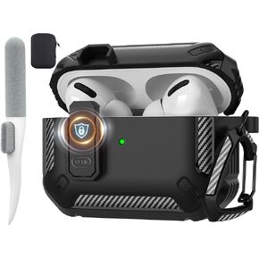 Maxjoy AirPods Pro 2 Case 2022 2nd Generation , Protective Case with Lock Gen 2 Military Rugged Shockproof Cover with Keychain Compatible with Apple Airpods Pro 2,Black