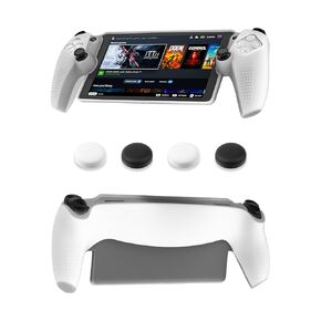 GLDRAM White Protective Case Compatible with PlayStation Portal Remote Player, Silicone Skin Cover Full Protector with 4 Non-Slip Thumb Grips for PS Portal Accessories - Not Deformed & No Yellowing