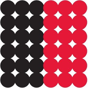 Birchwood Casey Dirty Bird Splattering 1" Adhesive Red/Black Target Repair Pasters for Indoor and Outdoor Use, 432 Targets (216 - Red, 216 - Black)