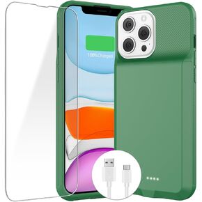 ZENEE for iPhone 13/13 Pro/14/14 Pro Battery Case，【2025 New】 Ultra-Slim 7000mAh Portable Rechargeable Charger Case Cover for iPhone Green