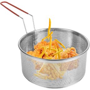 سلة مقلاة عميقة 8 × 4 بوصة ، سلة مستديرة من الفولاذ المقاوم للصدأ مع مقبض ، سلة المعكرونة للرقائق الفرنسية ، حلقات البصل ، أجنحة الدجاج والمعكرونة in Kuwait