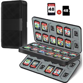 Switch Game Case for 48 Nintendo Switch Games card & 48 Micro SD Cards,Nintendo Switch Game Holder Cartridge with 48 Slots,Compact & Portable Game Storage Case Box(Black)
