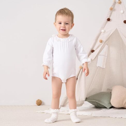pureborn Baby Girls Boys Bodysuit One-Piece Romper 0-24 Months | OEKO-TEX Certified, Cotton, Viscose from Bamboo, Snap Closure, Embroidered Ready, Long & Short Sleeve, Machine Wash in Saudi Arabia
