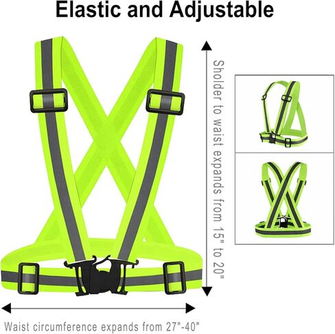 3PCS Reflective Vest Running Gear, 360°High Visibility Adjustable Safety Vest for Dog Walking, Night Running, Hiking in Kuwait