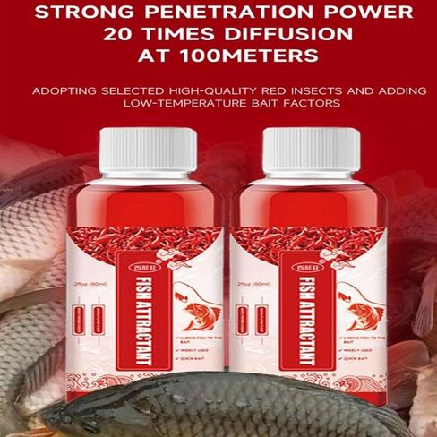 Fish attractant 2PCS Red Worm Concentrate Red Worm Bait Red40 Red Ink Fishing Liquid Fish Lure Attraction Enhancer Smell Bait Scent Bait Food for Fishing Trout Cod Carp Bass in Saudi Arabia