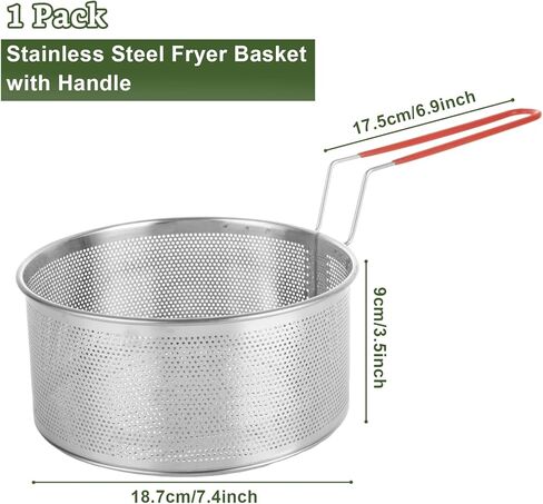 سلة مقلاة عميقة 8 × 4 بوصة ، سلة مستديرة من الفولاذ المقاوم للصدأ مع مقبض ، سلة المعكرونة للرقائق الفرنسية ، حلقات البصل ، أجنحة الدجاج والمعكرونة in Kuwait