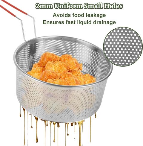 سلة مقلاة عميقة 8 × 4 بوصة ، سلة مستديرة من الفولاذ المقاوم للصدأ مع مقبض ، سلة المعكرونة للرقائق الفرنسية ، حلقات البصل ، أجنحة الدجاج والمعكرونة in Kuwait