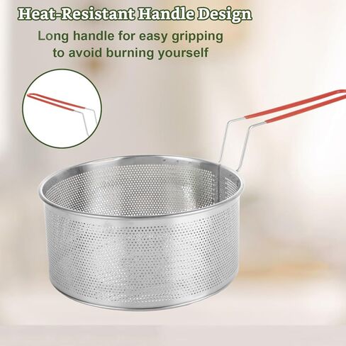 سلة مقلاة عميقة 8 × 4 بوصة ، سلة مستديرة من الفولاذ المقاوم للصدأ مع مقبض ، سلة المعكرونة للرقائق الفرنسية ، حلقات البصل ، أجنحة الدجاج والمعكرونة in Kuwait