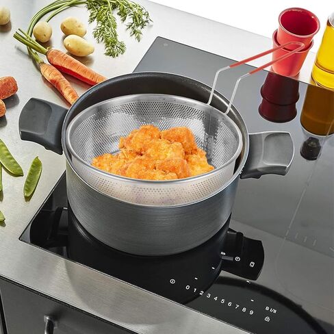 سلة مقلاة عميقة 8 × 4 بوصة ، سلة مستديرة من الفولاذ المقاوم للصدأ مع مقبض ، سلة المعكرونة للرقائق الفرنسية ، حلقات البصل ، أجنحة الدجاج والمعكرونة in Kuwait