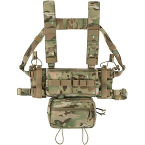 KRYDEX Micro Chest Rig with 5.56/7.62 Magazine Holder,Wing Pouches,Dangler Pouch,Fat Strap Shoulder Harness Set