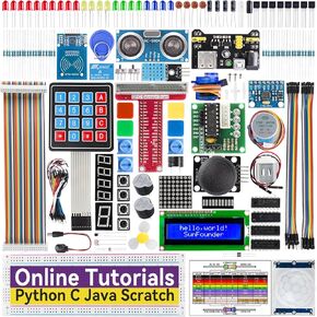 SunFounder Starter Kit for Raspberry Pi 5 4 B 3 B+ 400, 800+ Page Online Tutorials, Python C Java Scratch Node.js, 120+ Projects, 300 Items for Raspberry Pi Beginners (Raspberry PI NOT Included)