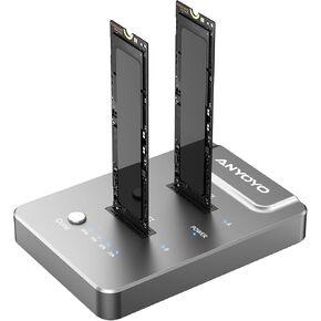 ANYOYO M.2 Duplicator Dual-Bay Offline Clone,USB C to NVME Docking Station M.2 Reader Tool-Free 20Gbps,USB3.2 Gen 2X2 to SSD cloner for M.2 SSD M Key Hard Drives Enclosure