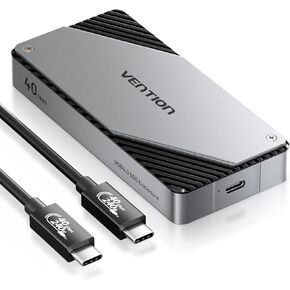 VENTION 40Gbps M.2 NVMe SSD Enclosure, Aluminium NVMe Enclosure with Cooling Fan, M.2 Enclosure Support M/B+M Key Size 2280/2260/2242/2230 UASP/Trim Compatible with Thunderbolt 3/4/USB4/3.2/3.1