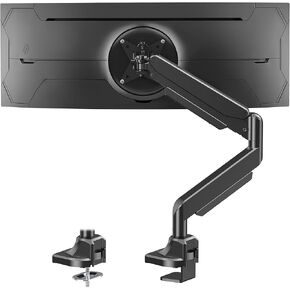 Single Monitor Mount for Max 49", Premium Monitor Arm Hold up to 33lbs Ultrawide Computer Screens, Full Motion Gas Spring Heavy Duty Monitor Desk Mount Adjustable VESA Mount 75x75/100x100mm