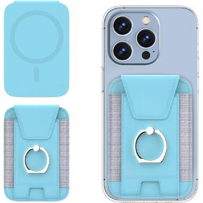 3 in 1 Mag Safe Wallet, Men's Magnetic Wallet Card Cases with Cell Phone Holder, Magnetic Phone Wallet with Leather Privacy Flap for iPhone 15/14/13/12 Series, LightBlue