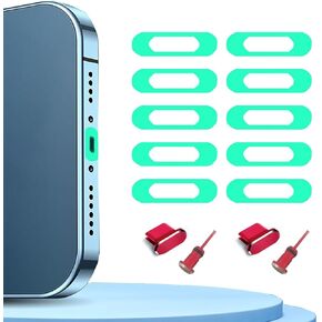 10 PCS USB-C Fluorescent Phone Charging Port Protective Film, with Cell Phone Type C Charging Port and Earphone Jack Cap Dirt Protectors for Samsung 15 16 Plus Pro Max USB C Ports