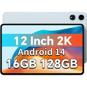 TECLAST Tablet 12 inch Android 14 Tablets, T60Plus with 128GB Storage(Expand to 1TB), 2000 * 1200 2K IPS Screen, 90Hz Refresh Rate, G88 8-Core CPU 2.0Ghz, 8000mAh, 5G WiFi+4G LTE, GPS,Gaming Tablet