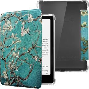 Case for 7" Kindle Paperwhite 12th Generation and Kindle Colorsoft Signature Edition 2024 Released - Light Durable PU Leather Cover and Clear Soft TPU Back Cover with Auto Wake/Sleep, Black