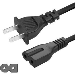 2 Prong Power Cord, 15ft. Polarized AC Power Cable, Compatible with Vizio D, E, M Series HDTV TV, Vizio Sound Bar, TV Power Cord Replacement. (15-Feet)