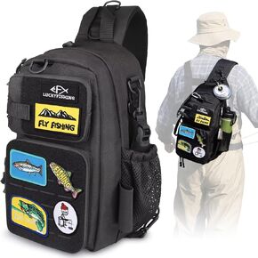 Fishing Backpack Fishing Sling Bag Fly Fishing Bag Lightweight Fishing Backpack with 6PCS Fish Style-DIY Embroidery Patches
