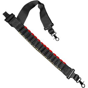 LuiceABC Shotgun and Rifle Ammo Sling Tactical Adjustable Shell Belt Holder for 12 Gauge/ 20 Gauge, Small Game Bandolier for Outdoor Sports (Holds 15 Shells)