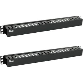 1U Rack Cable Management, Horizontal Server Rack Cable Management, Plastic Rack Mount Cable Management with Cover, Screws for 19in AV/IT/Data/Audio Rack, 24 Slots Wire Duct Organizer(2 Pack)