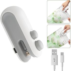 Mini Bag Sealer,2 in 1 Chip Bag Sealer,Rechargeable Mini Snack Bag Sealing Machine,Sealer Machine,Bag Resealer for Snack,Sealing Machine for Plastic Bags Snack Bags