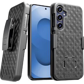 for Samsung Galaxy S25 Plus Case with Belt Clip Holster, Kickstand Slim Cover Phone Case for Galaxy S25 Plus - Black
