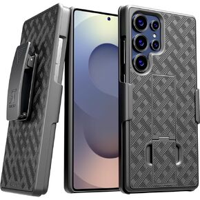 for Samsung Galaxy S25 Ultra Case with Belt Clip Holster, Kickstand Slim Cover Phone Case for Galaxy S25 Ultra - Black