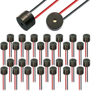 30Pcs DC 12V Electronic DC Buzzer 5v Alarm Active Piezo Beep Sound ABS Housing 85dB Wired Connector Black