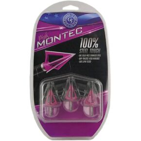 G5 Montec Pink Archery Hunting Durable Sharp Fixed Blades Steel 1-Piece Construction Screw-In Broadheads for Bow Arrows - Pack of 3