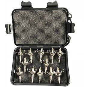 Judo Arrow Head Broadheads 100 Grain Paw Points 4mm Screw for Hunting Tip + 1 pcs Black Broadhead Case Plastic Portable Case for Arrowheads