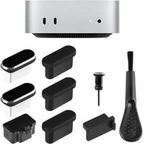 Dust Plug Cover Kit for Mac Mini M4/M4 pro, USB C Port Cover with Cleaning Brush, for Mac Mini M4 Accessories