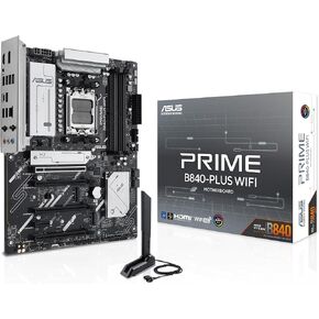 Asus Prime B840-Plus WiFi AMD AM5 B840 ATX Motherboard ، Advanced AI Ready ، DDR5 ، PCIe 4.0 ، 3x M.2 ، Wi-Fi 6E ، 2.5GB LAN ، DisplayPort ، HDMI ™ ، USB 10GBPS Type-A & type-C® ، BIOS Flashback ™ ، Aura Sync RGB