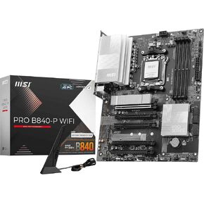 MSI PRO B840-P WiFi Motherboard, ATX - Supports AMD Ryzen 9000/8000 / 7000 Processors, AM5 - DDR5 Memory Boost (8000+ MT/s OC), PCIe 4.0 x16, M.2 Gen4, Wi-Fi 7, 2.5G LAN