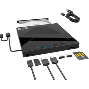 ENB 7 in 1 External DVD CD Drive USB 3.0 & Type-C Portable CD/DVD +/-RW Disk Drive, CD/DVD Burner, CD ROM, Player for Laptop.External Drive for Laptop Desktop PC Windows 7/8/10/XP Linux/Vista/MacOS in Saudi Arabia
