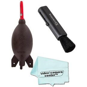 Rocket Air Blaster Air Blower Large AA1900 + Giottos CL1310 Retractable 2-Position Goat Hair Brush + VCC113 Micro-Fiber Cloth